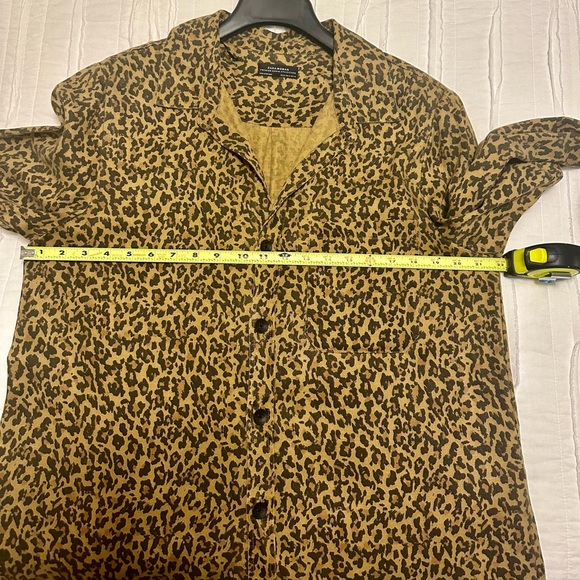 ZARA Premium Denim Collection Leopard Print Brown Shirt XL Button Down Lyocell - Picture 10 of 11